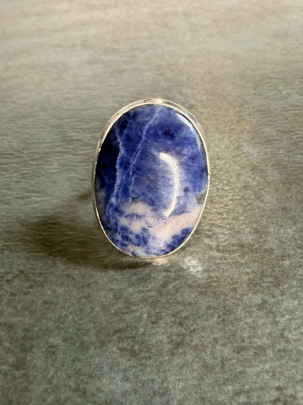 Sodalite Gemstone Women Jewelry Ring Size 8.5 Silver 925 Plated Boho Western